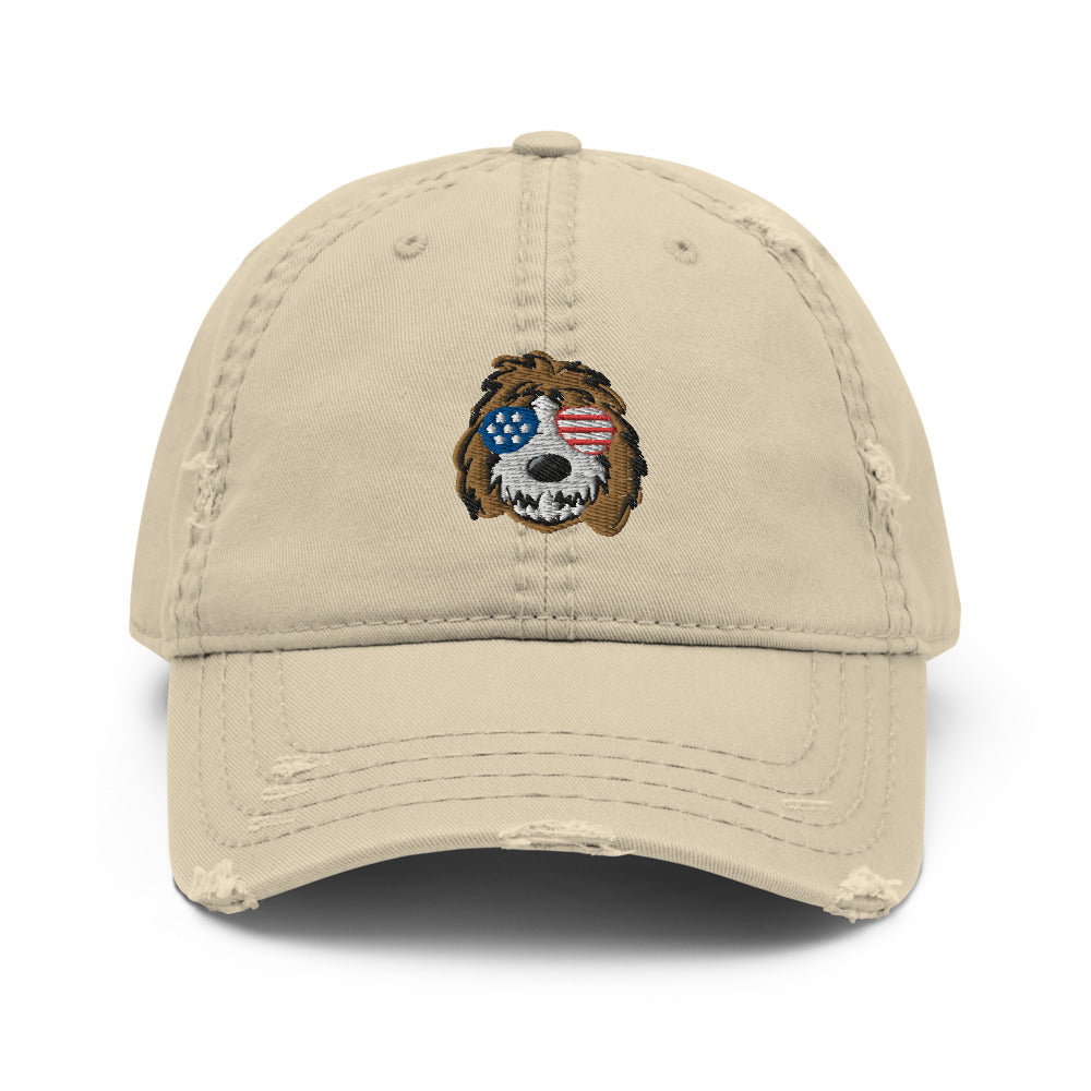patriotic tuxedo doodle sunglasses dad hat