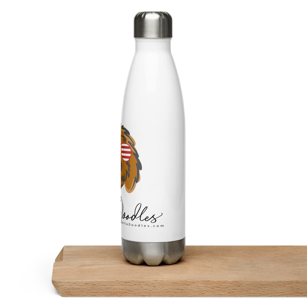 patriotic doodle sunglasses water bottle