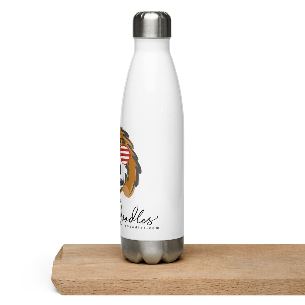 patriotic tuxedo doodle water bottle