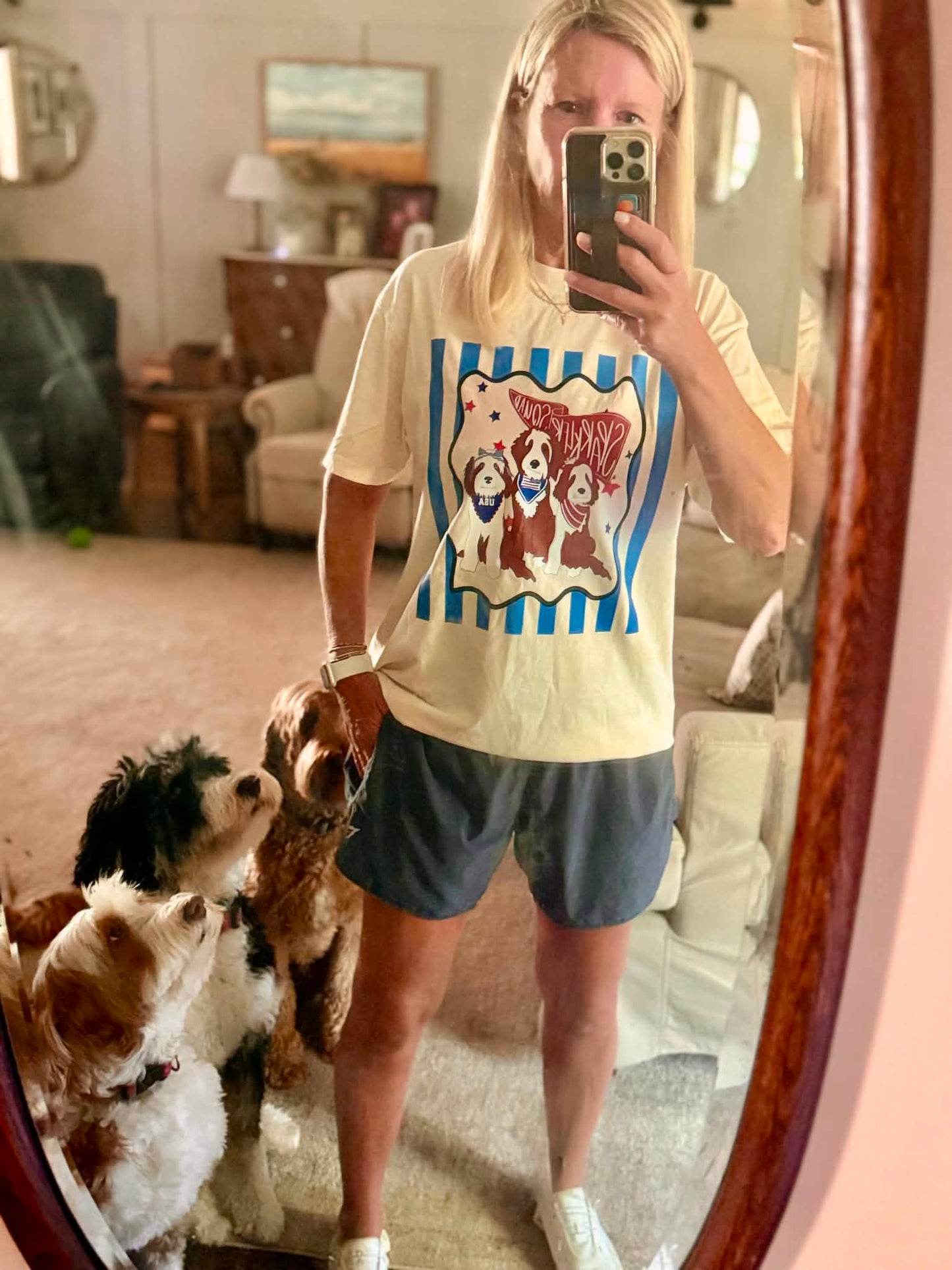 patriotic striped doodle unisex t-shirt