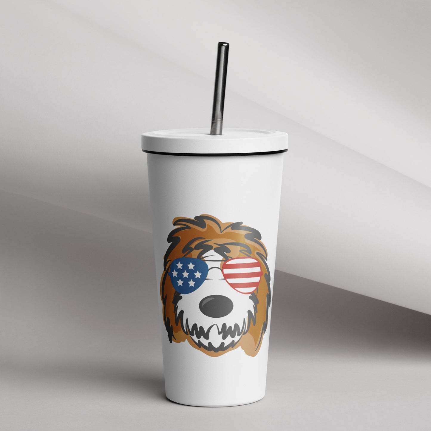 patriotic tuxedo doodle sunglasses tumbler