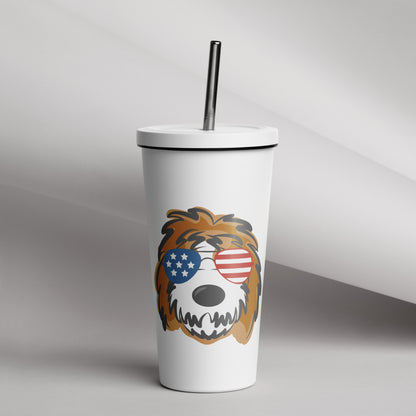 Patriotic Tuxedo Doodle Sunglasses Tumbler