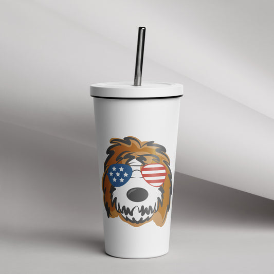 Patriotic Tuxedo Doodle Sunglasses Tumbler