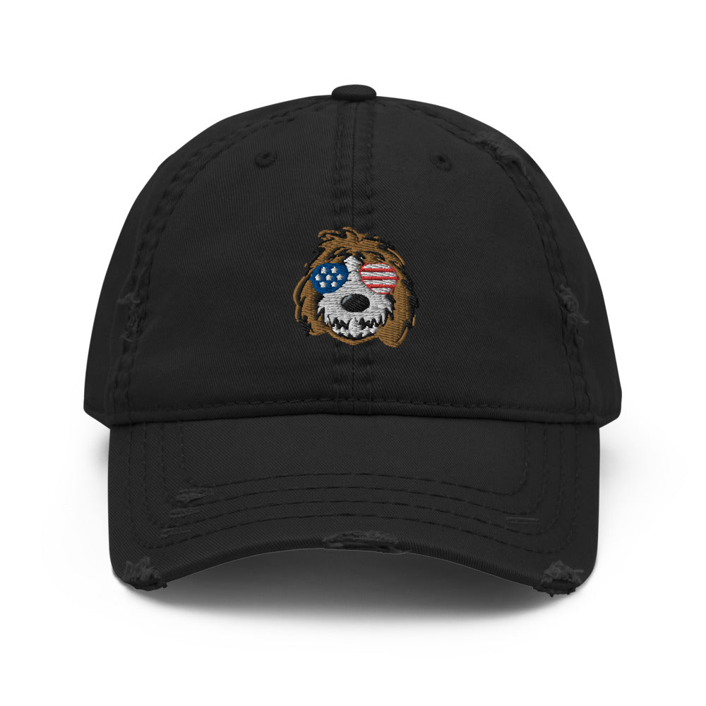 patriotic tuxedo doodle sunglasses dad hat