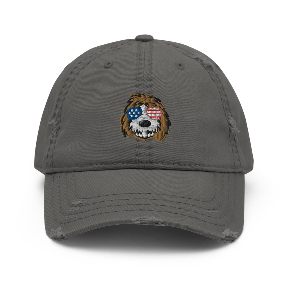 patriotic tuxedo doodle sunglasses dad hat