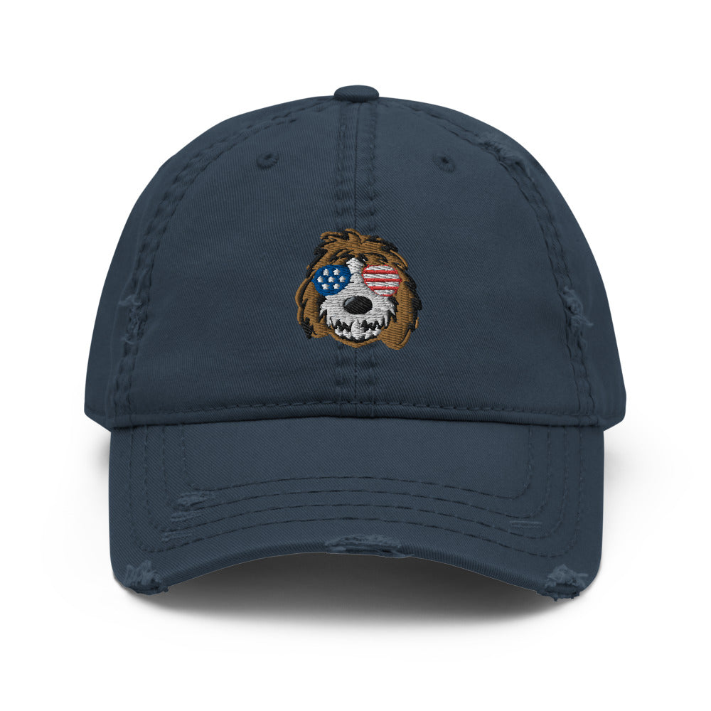 patriotic tuxedo doodle sunglasses dad hat