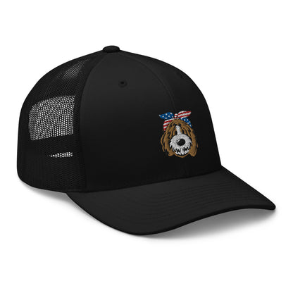 Patriotic Tuxedo Doodle Trucker Hat