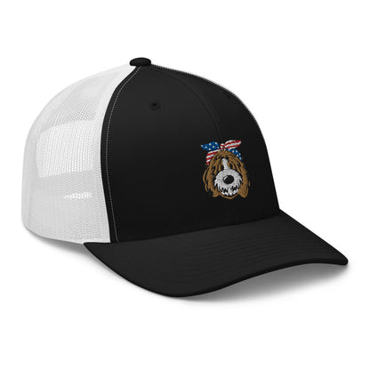 Patriotic Tuxedo Doodle Trucker Hat