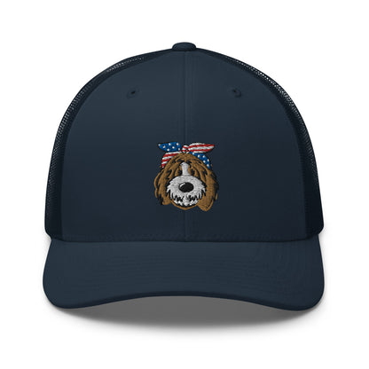 Patriotic Tuxedo Doodle Trucker Hat