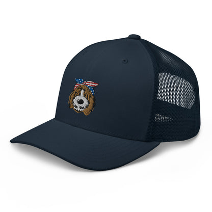 Patriotic Tuxedo Doodle Trucker Hat