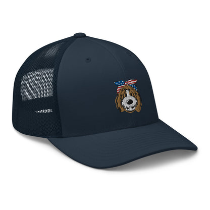 Patriotic Tuxedo Doodle Trucker Hat