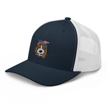 Patriotic Tuxedo Doodle Trucker Hat