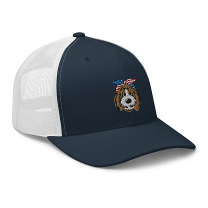 Patriotic Tuxedo Doodle Trucker Hat