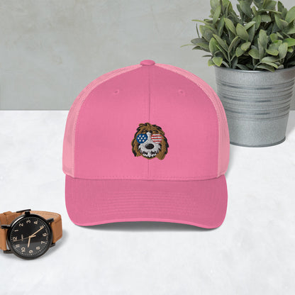 Patriotic Tuxedo Doodle Sunglasses Trucker Hat