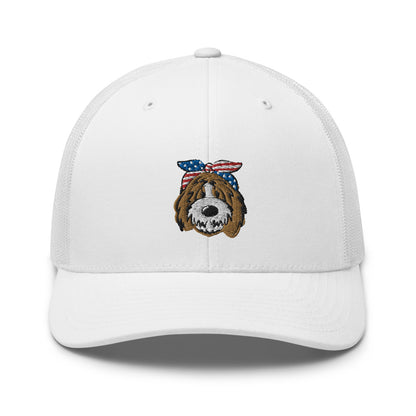 Patriotic Tuxedo Doodle Trucker Hat