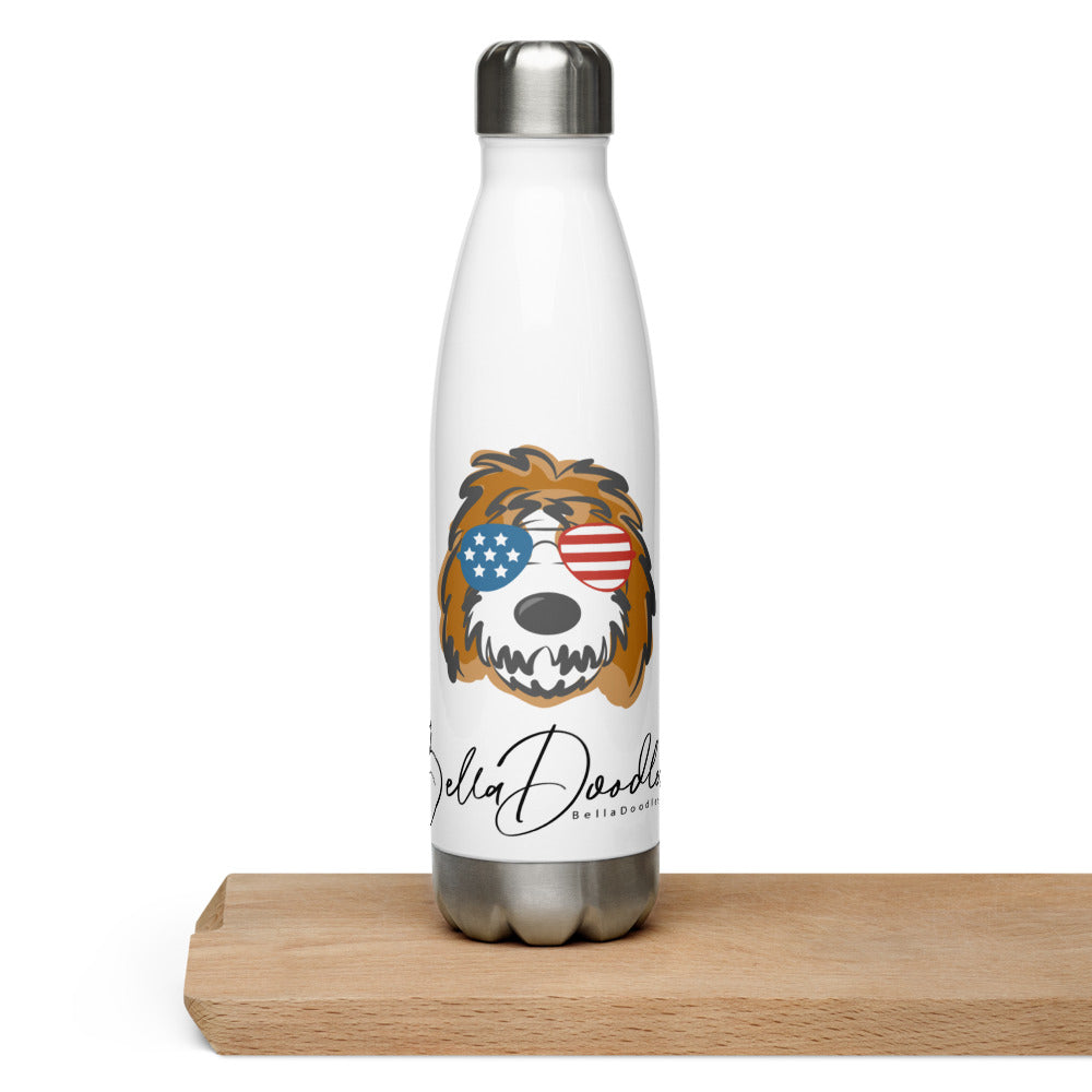 patriotic tuxedo doodle water bottle