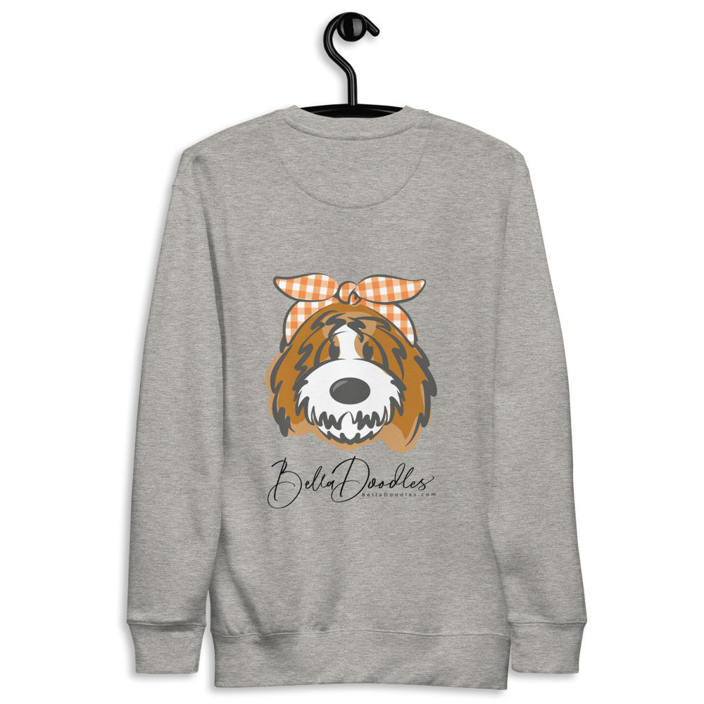 fall doodle plaid fleece pullover