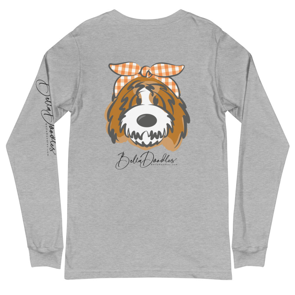 fall doodle plaid long sleeve tee