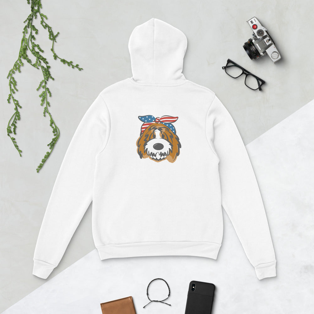 patriotic tuxedo doodle with headband unisex hoodie