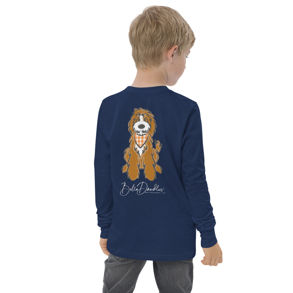 fall doodle plaid youth long sleeve