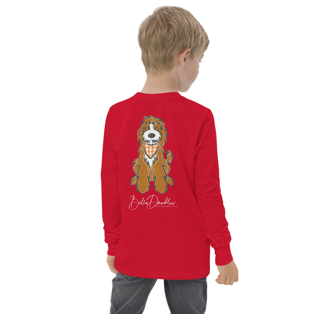 fall doodle plaid youth long sleeve